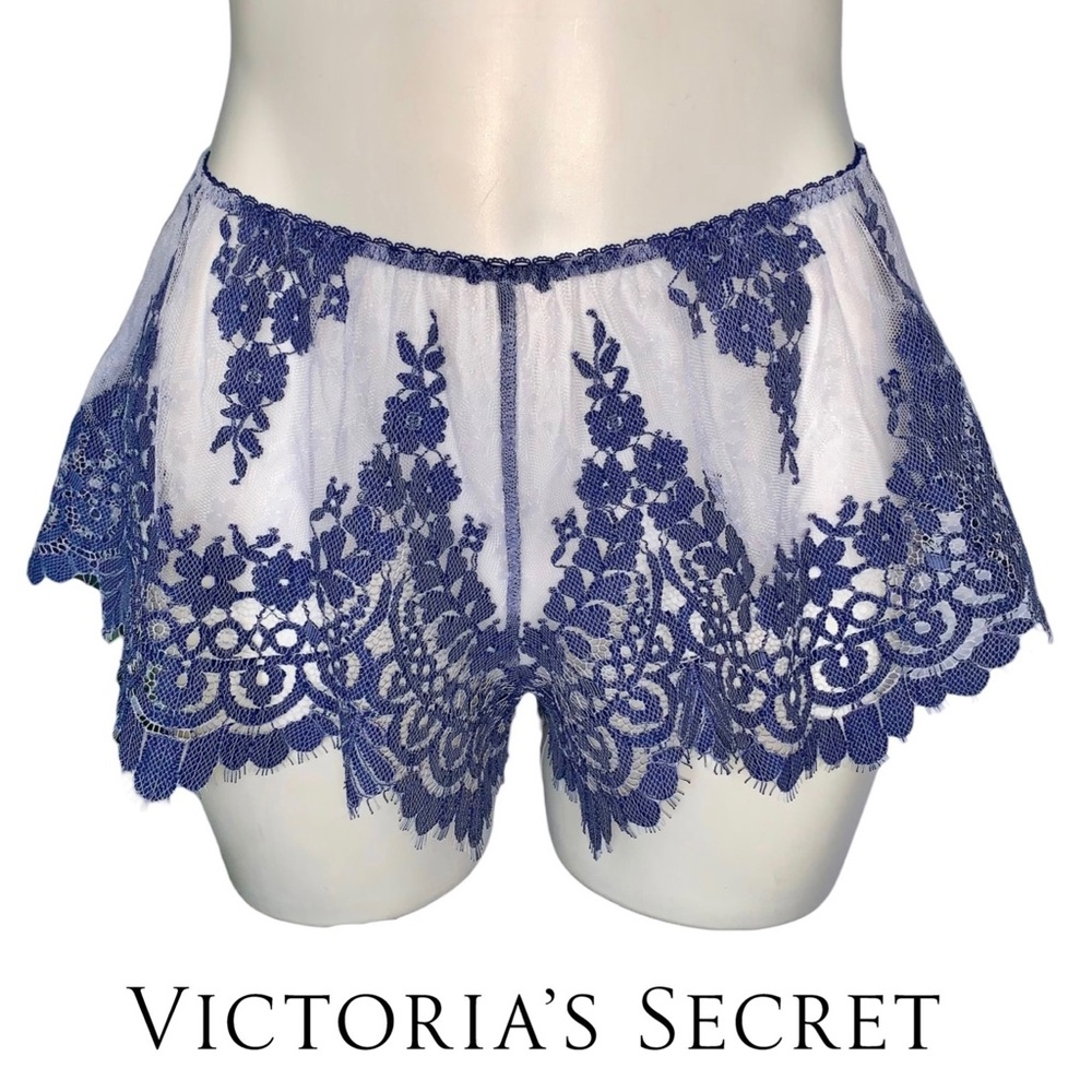 NWT Victoria’s Secret Floral Lace Shorts Eyelash Trim Mesh Tattoo